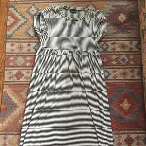 Black & White Striped Midi Dress